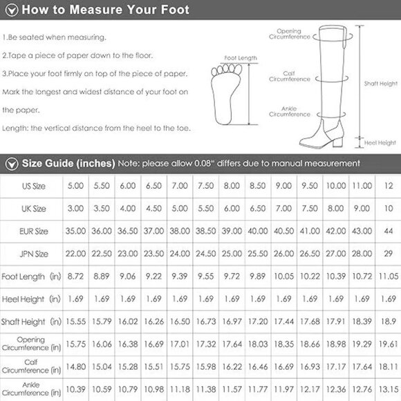 Knee High Boots for Women , Chunky Heel, Pointed Toe and Side Zipper Black - Picture 7 of 7